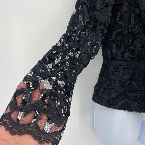 Vintage 80s Patra Soutache Lace Womens Blazer 11/12 Bow Holiday Glam Whimsigoth - Picture 3 of 13